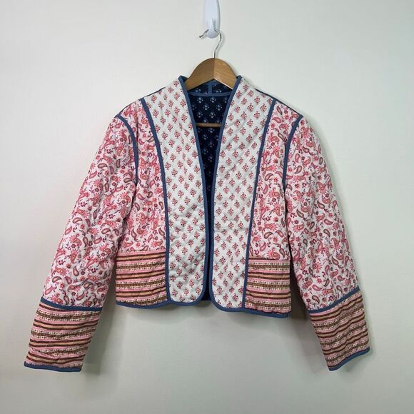 No Brand Jackets & Blazers - Reversible Quilted Jacket Boho Folk Print Paisley Floral Patchwork Women’s Sz XS